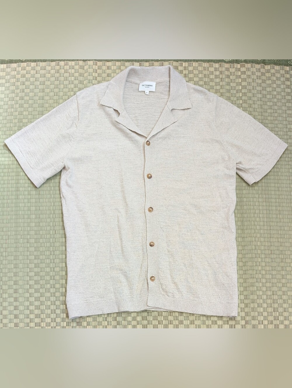 Octobre Editions Jonas Shirt Cotton Linen Ecru Men's Size Small Made in Portugal